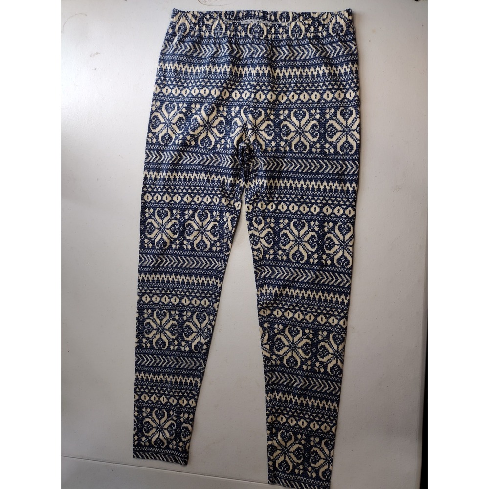 Polo Ralph Lauren Kids Girls Fair Isle‎ Print Leggings Pants Size 160 XL Blue